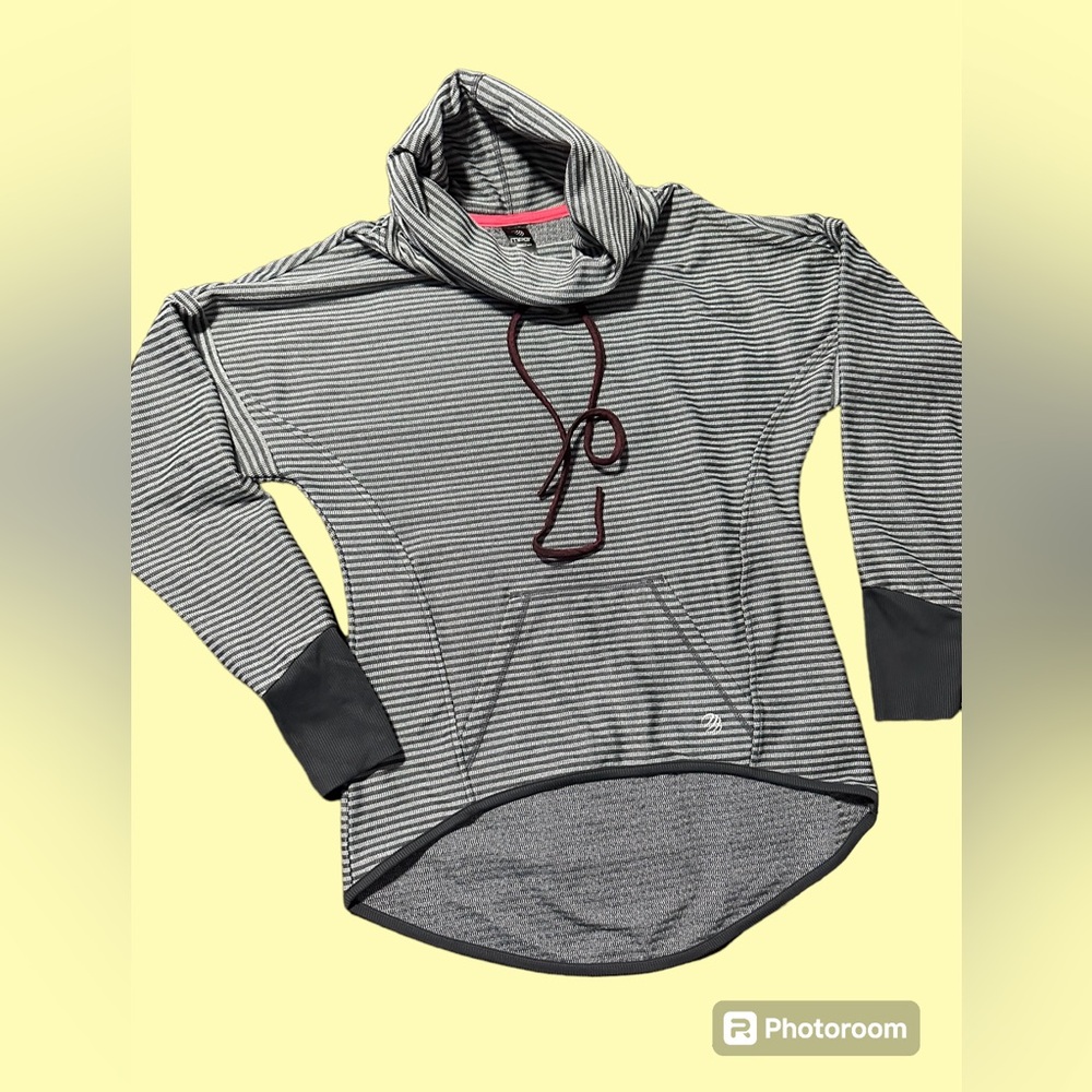 Mondetta Pullover Sweatshirt Cowl Neck Long Sleeve Striped Athleisure Size M